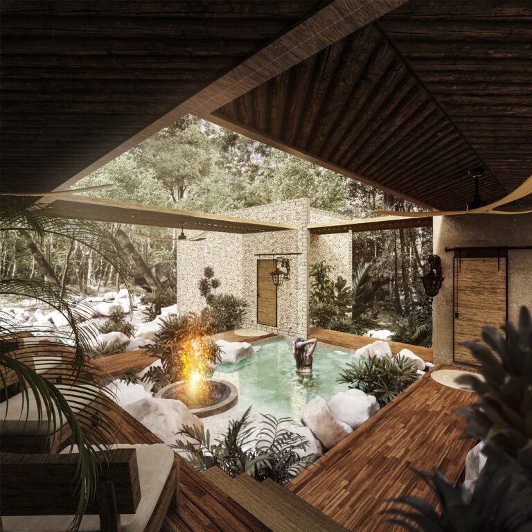 jacuzzi en casa en medio de la naturaleza