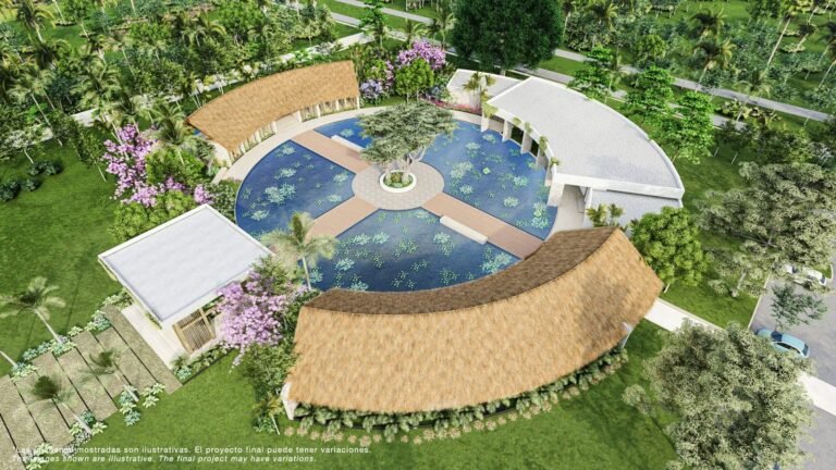 jardín de relajación y meditación y un estanque