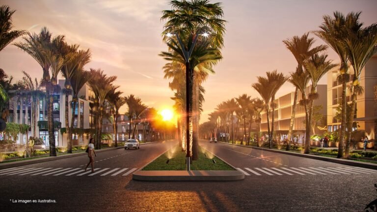 mujer cruzando la calle en paso peatonal y vista de ubicación de comercios